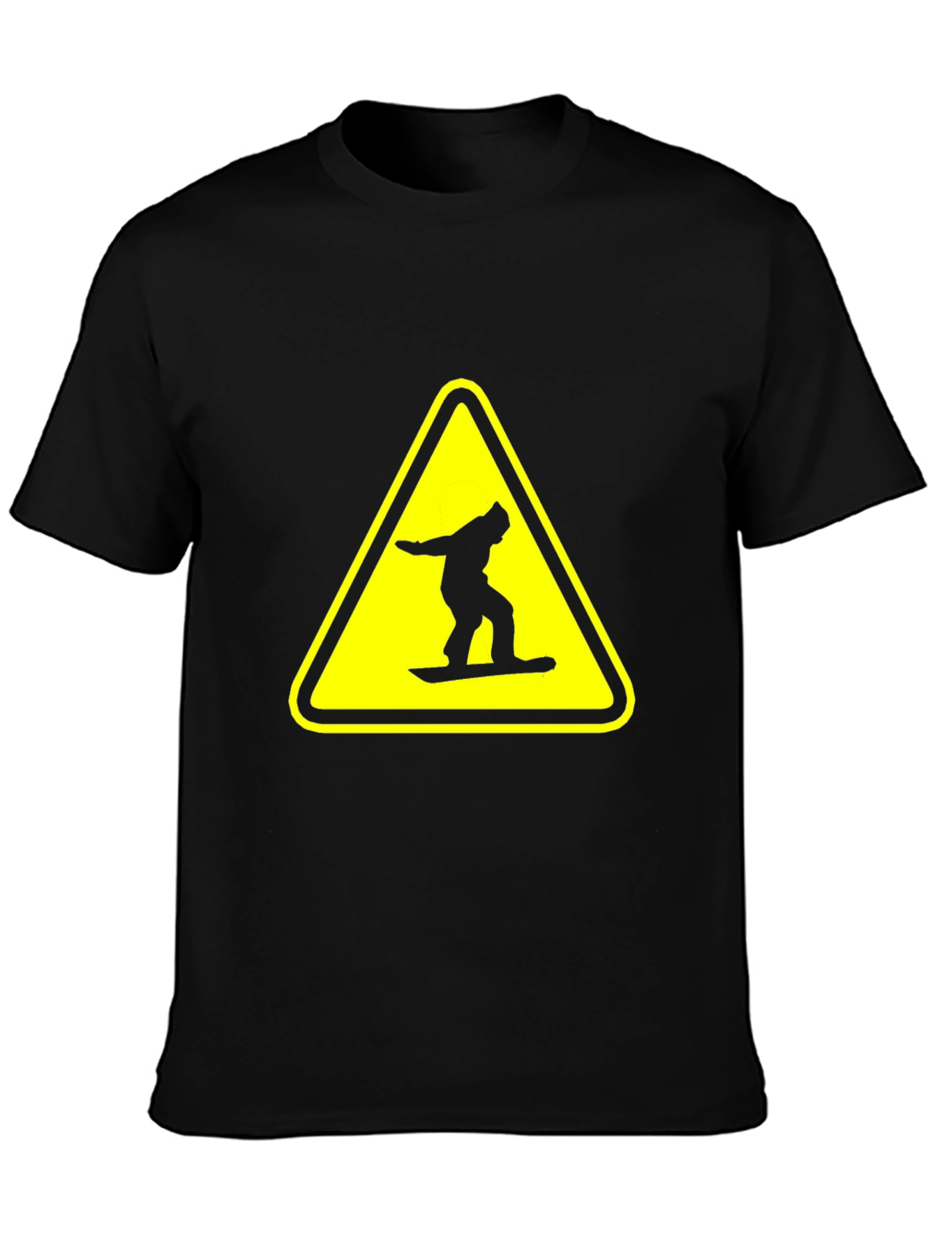 Snowboarder Warning Sign Black T-Shirt