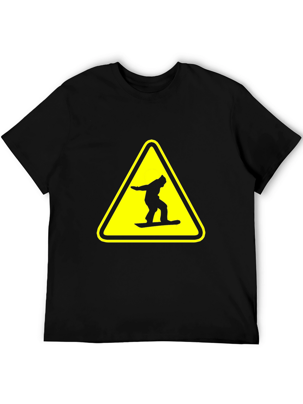 Snowboarder Warning Sign Black T-Shirt