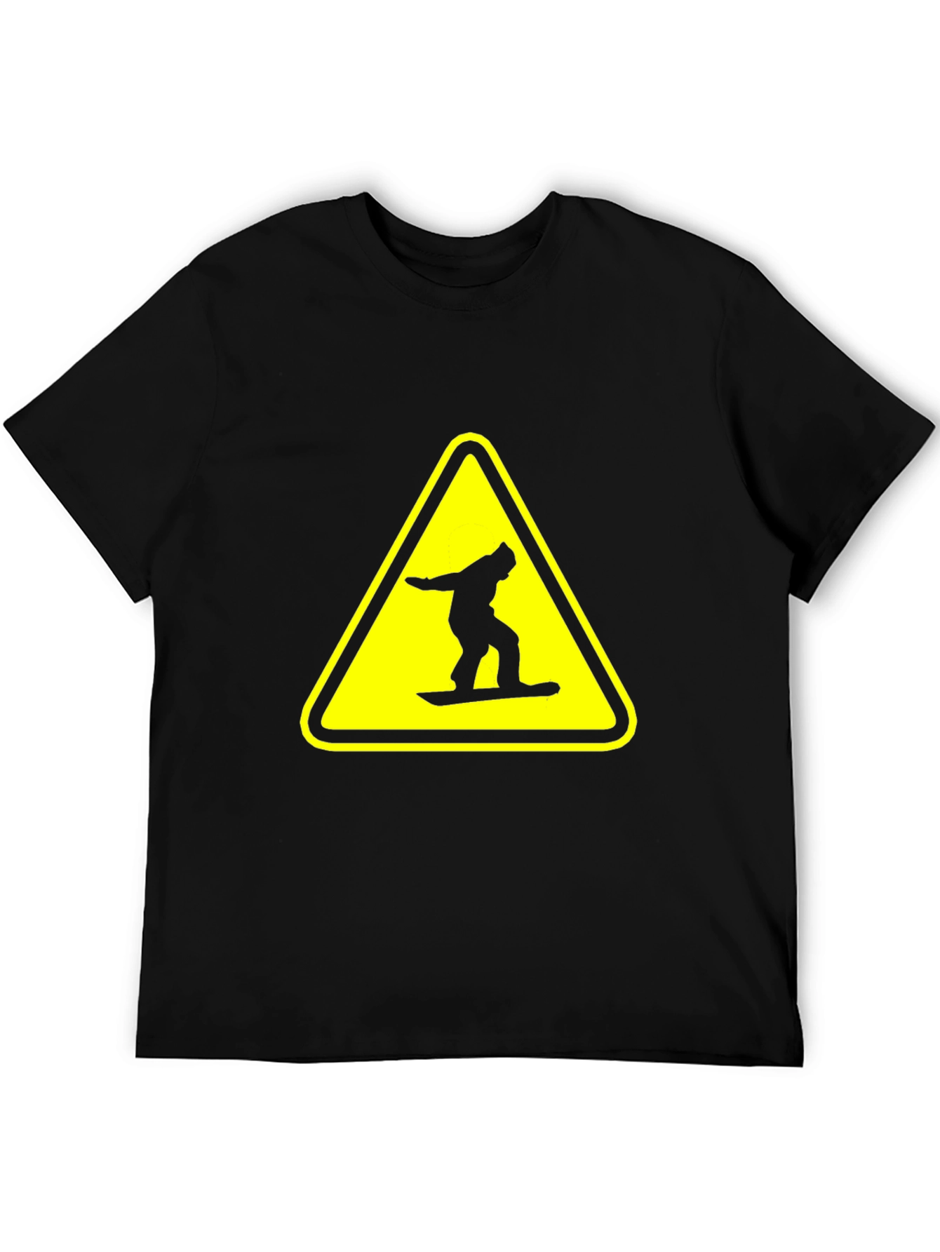 Snowboarder Warning Sign Black T-Shirt