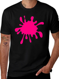 Black T-Shirt with Pink Paint Splatter