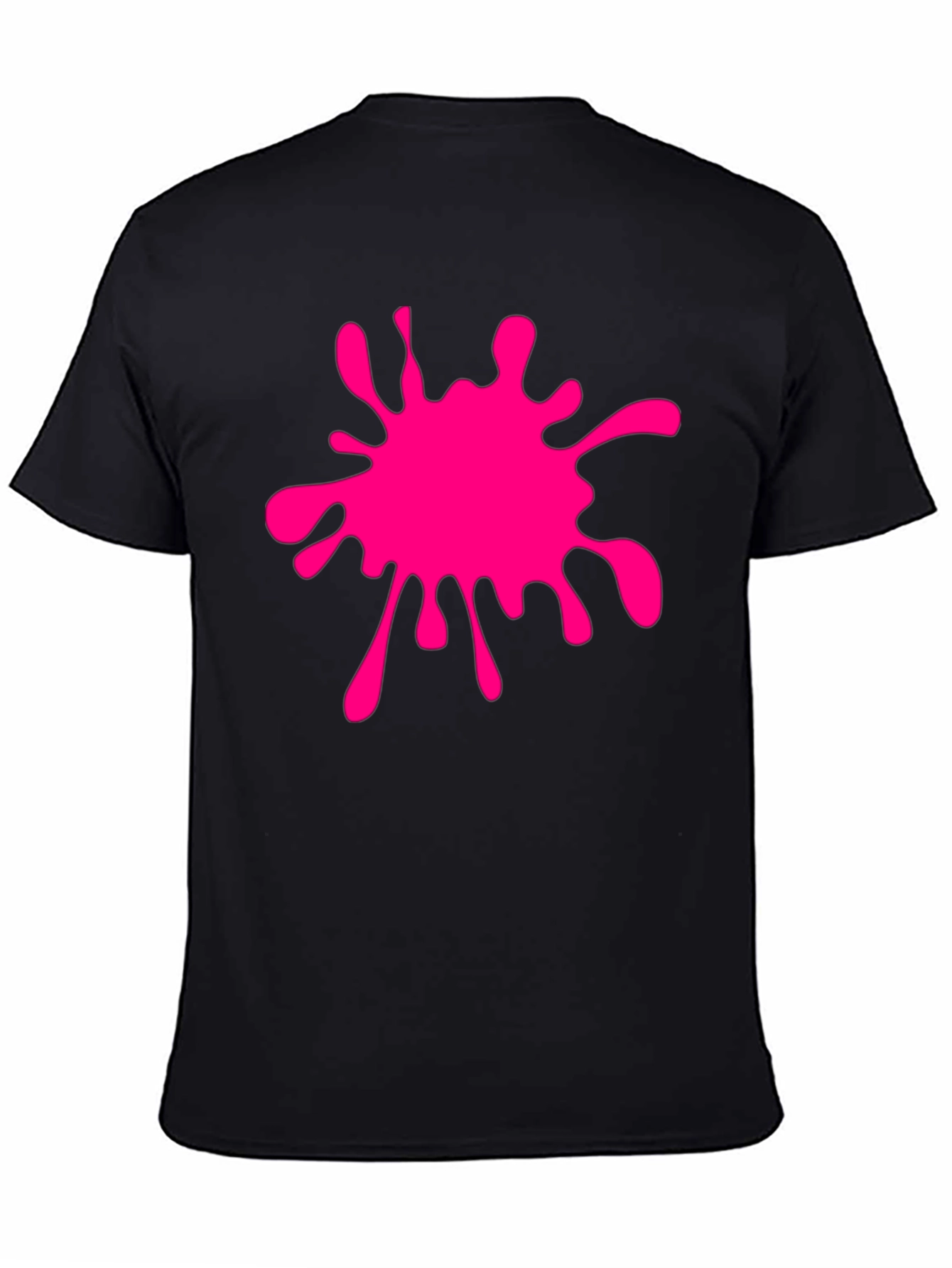 Black T-Shirt with Pink Paint Splatter