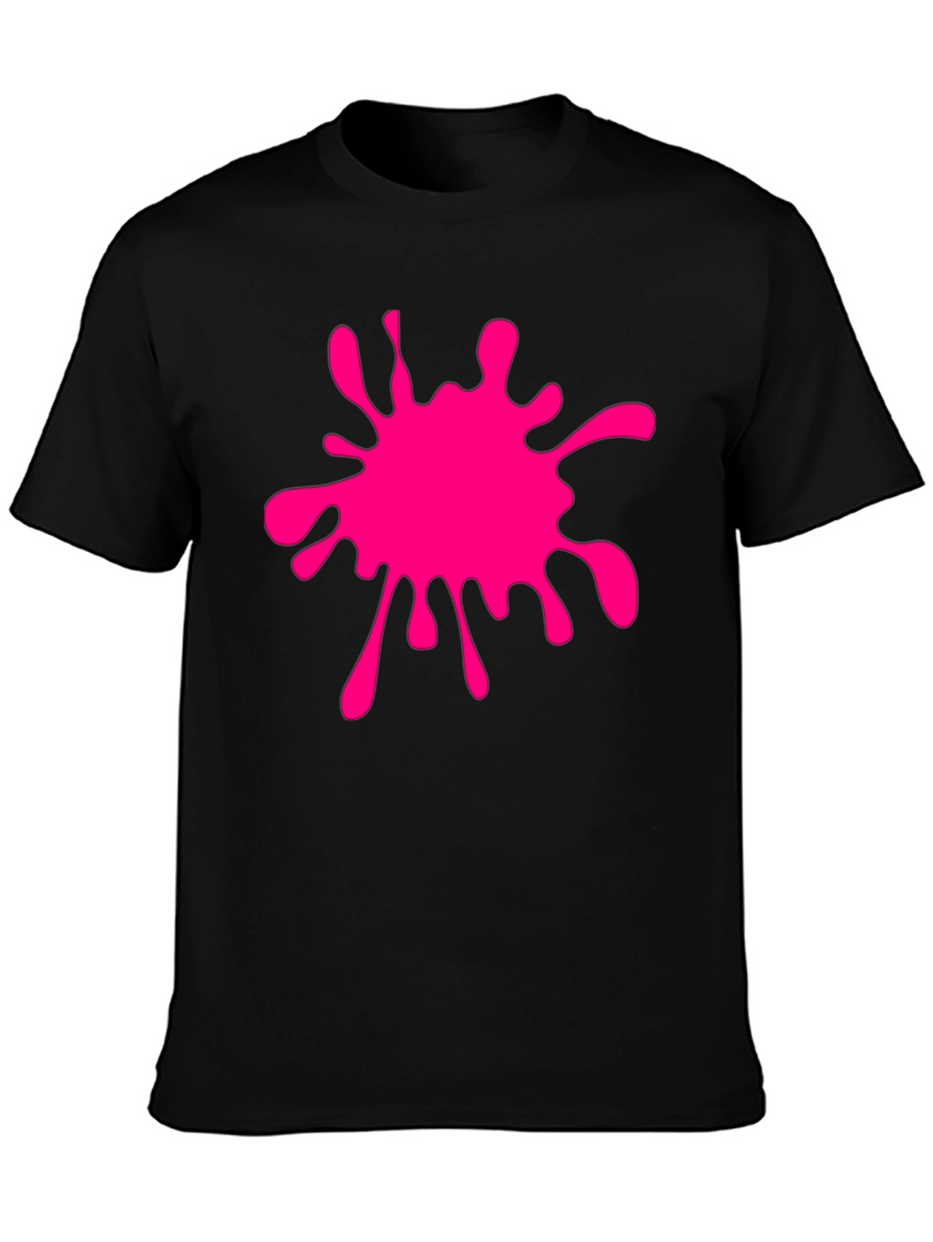 Black T-Shirt with Pink Paint Splatter