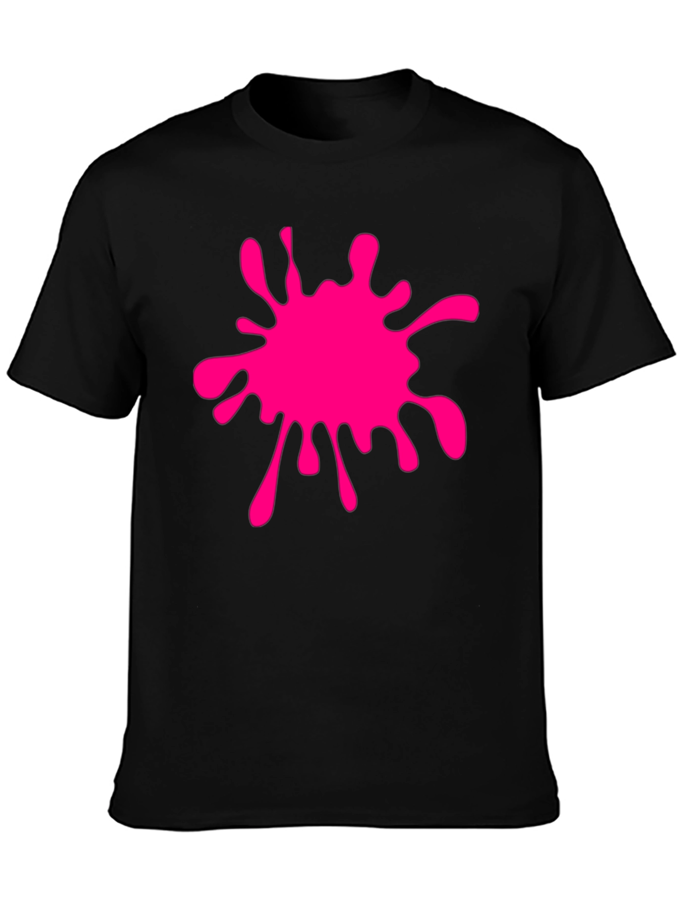 Black T-Shirt with Pink Paint Splatter