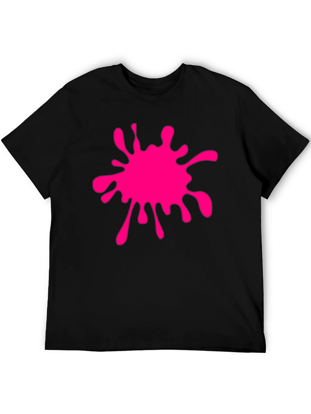 Black T-Shirt with Pink Paint Splatter