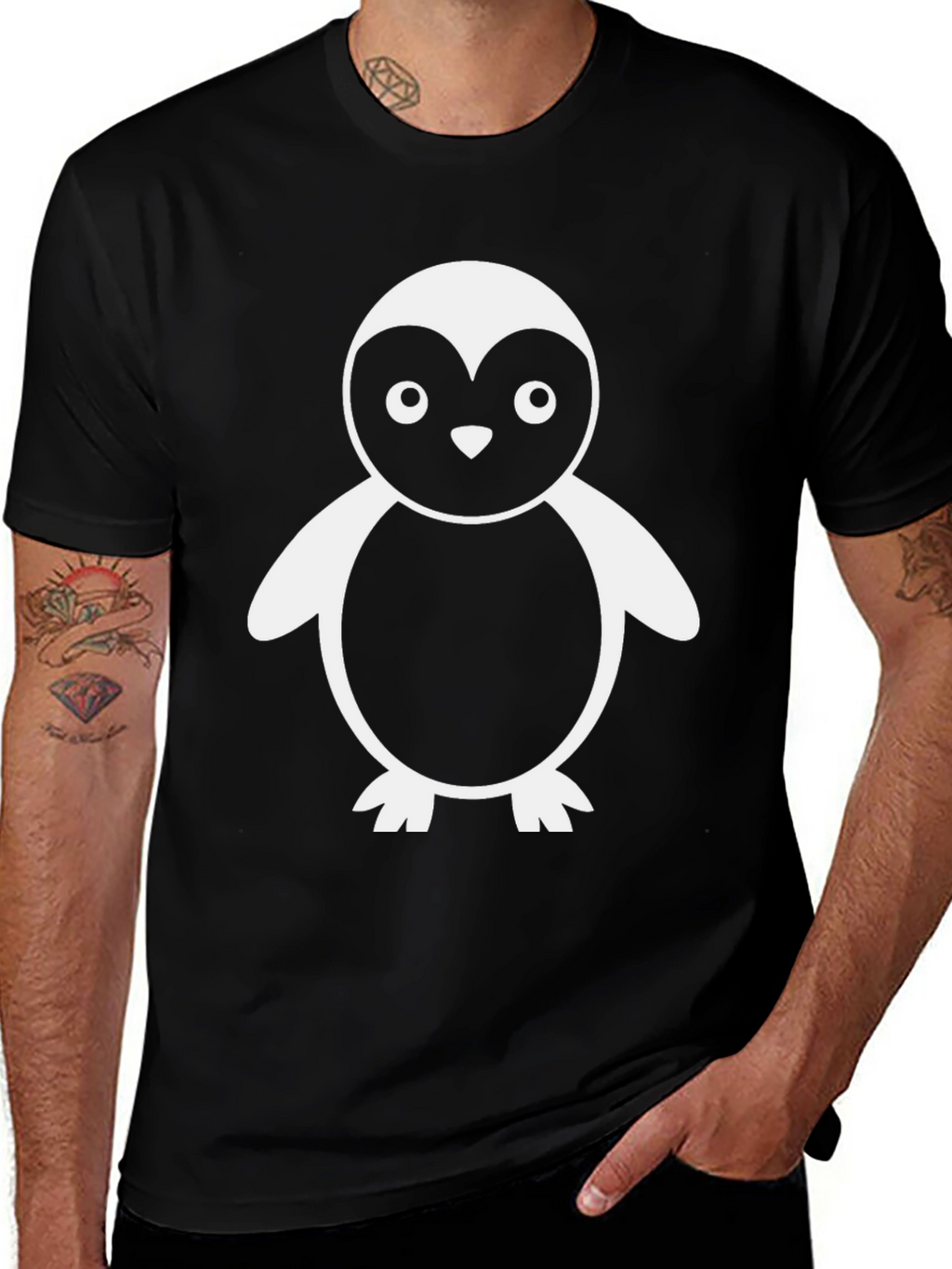 Penguin Graphic Tee - Casual Black T-Shirt