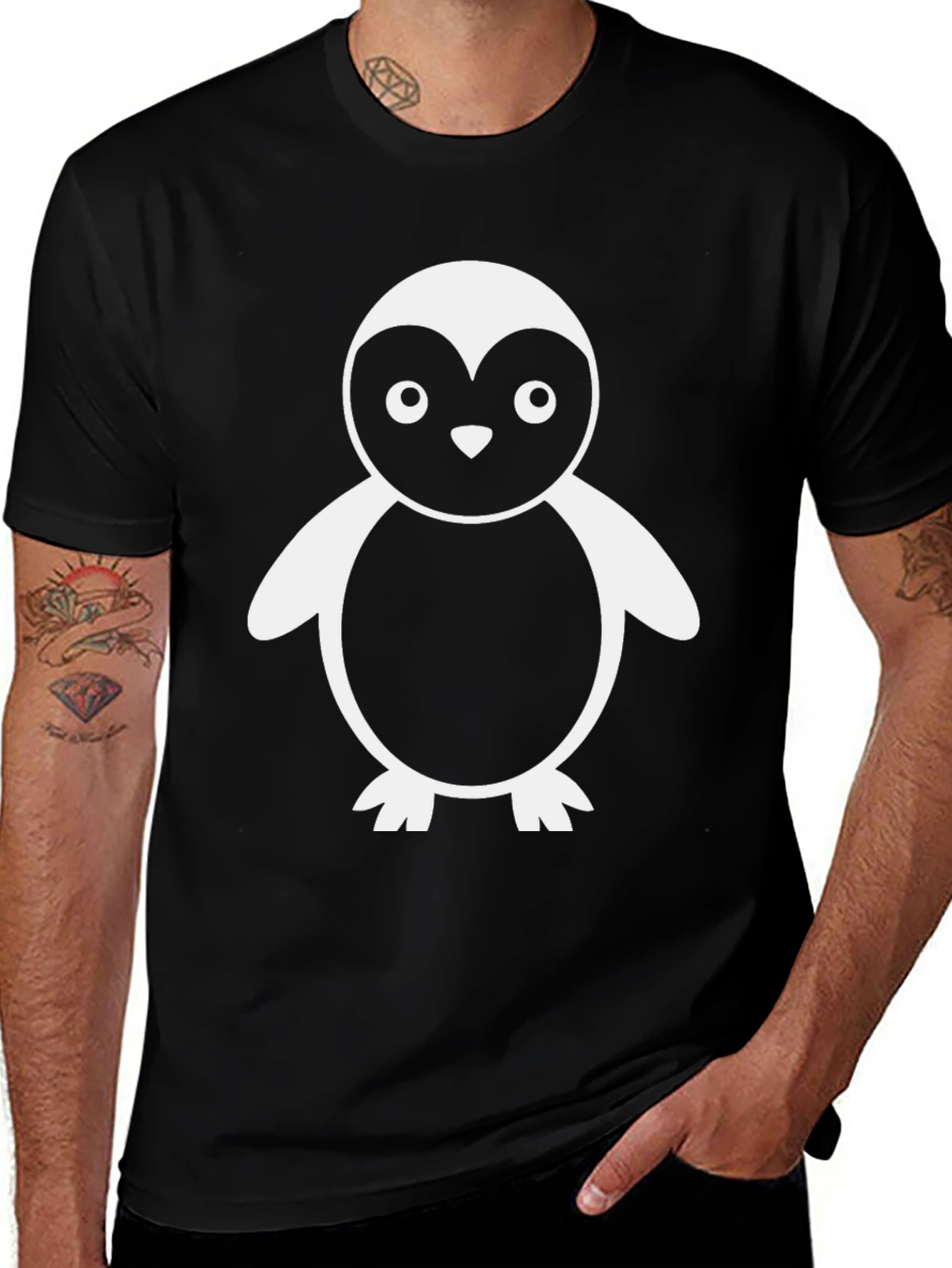 Penguin Graphic Tee - Casual Black T-Shirt