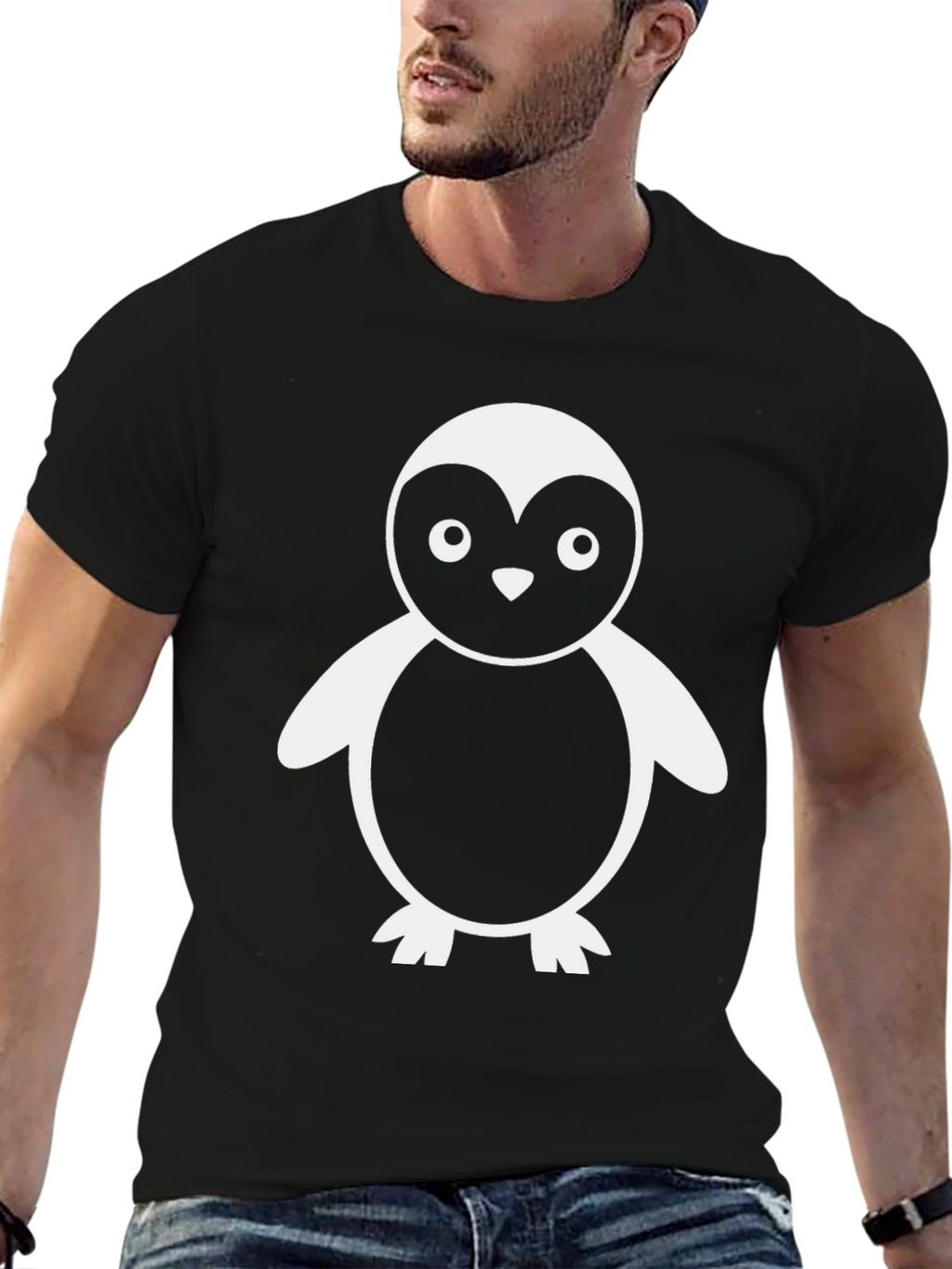 Penguin Graphic Tee - Casual Black T-Shirt