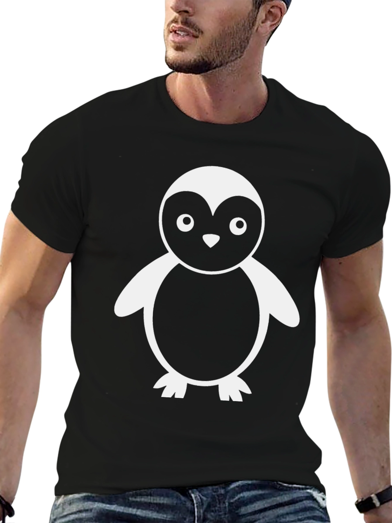 Penguin Graphic Tee - Casual Black T-Shirt
