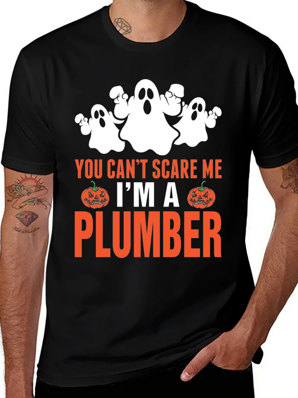 You Cant Scare Me Im A Plumber Halloween T-Shirt