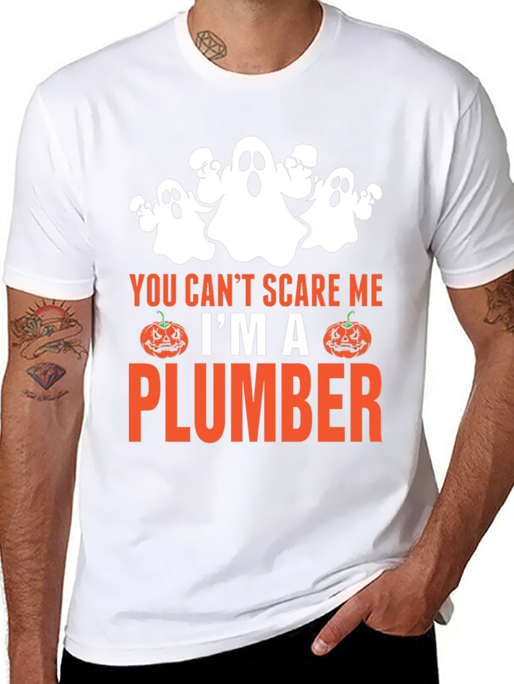 You Cant Scare Me Im A Plumber Halloween T-Shirt