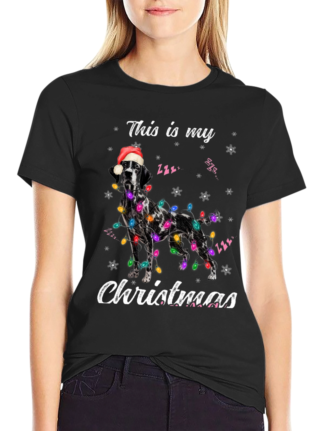 Christmas Dog Graphic Tee - Holiday Celebration Shirt