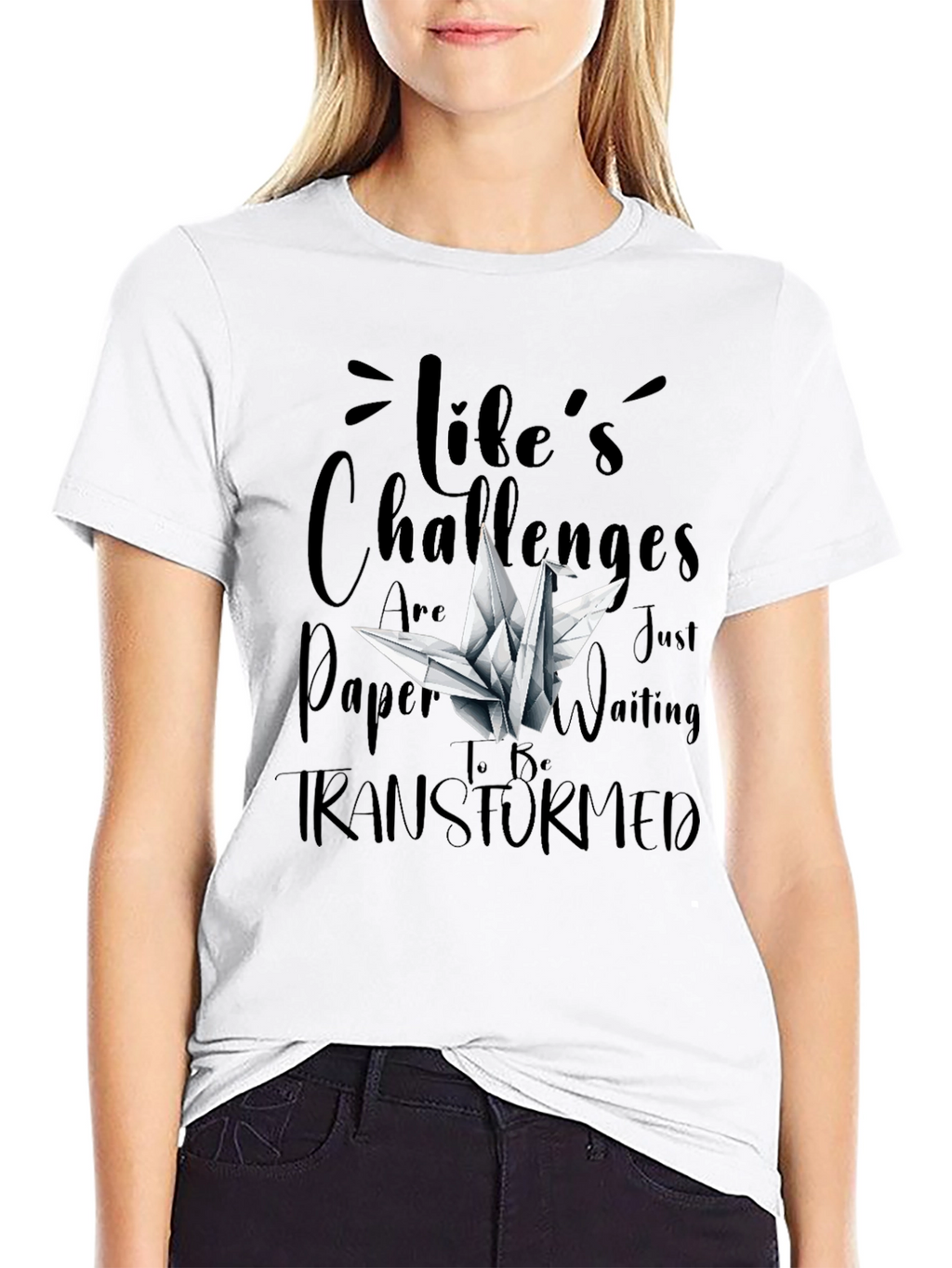 Lifes Challenges T-Shirt - Origami Crane Design