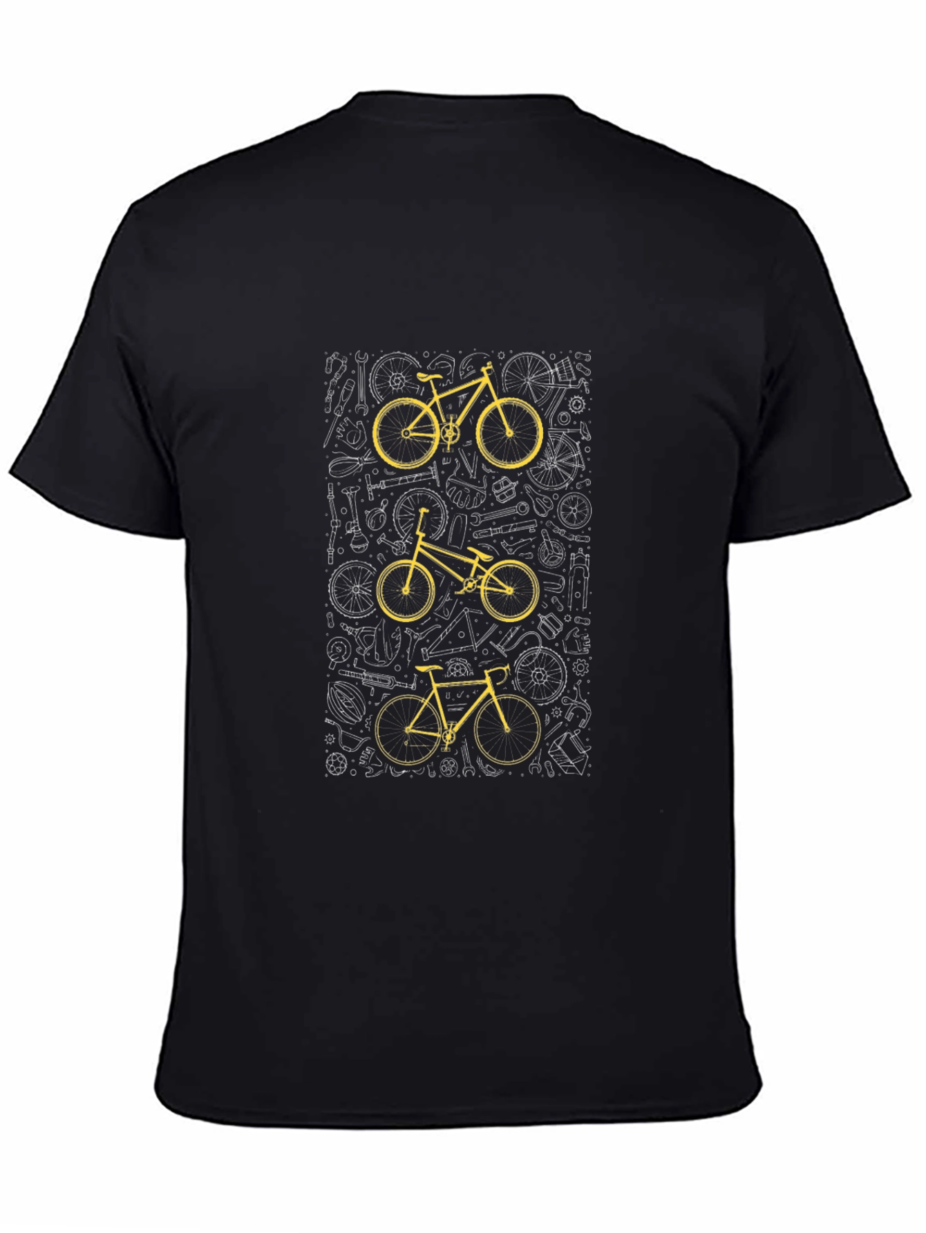 Bicycle Print T-Shirt - Black Cotton Tee
