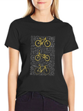 Bicycle Print T-Shirt - Black Cotton Tee