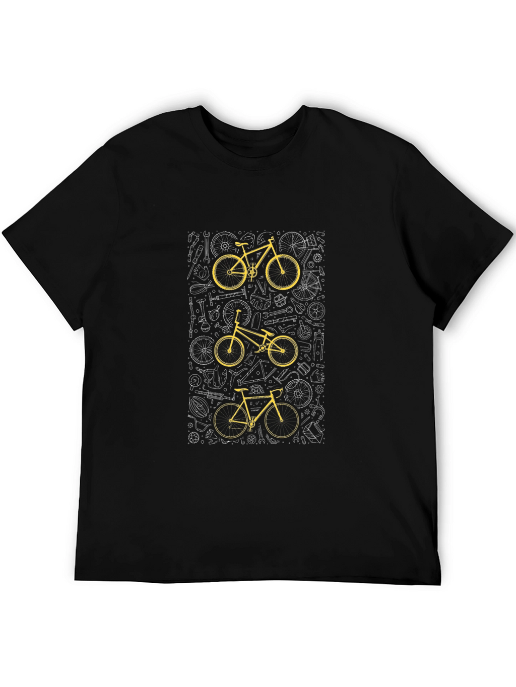 Bicycle Print T-Shirt - Black Cotton Tee