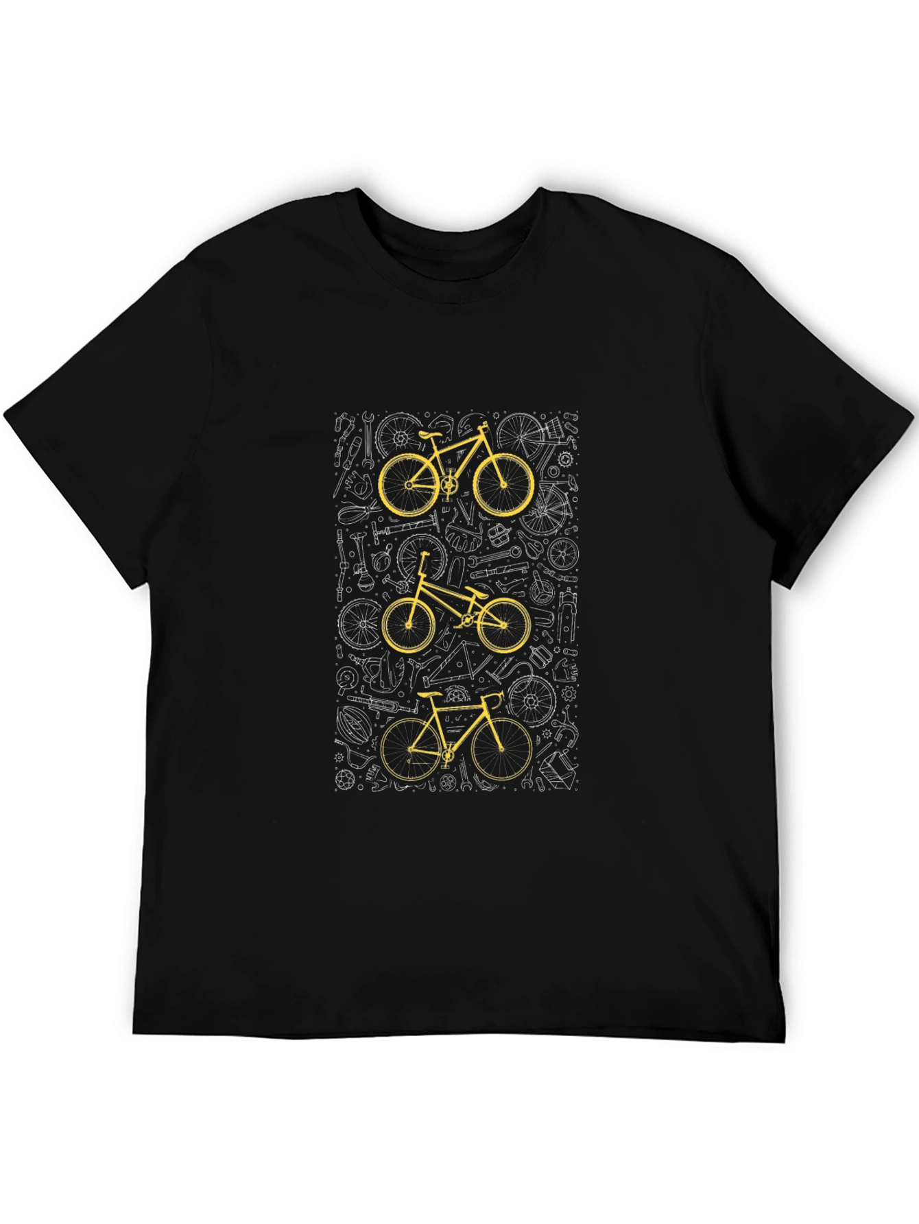 Bicycle Print T-Shirt - Black Cotton Tee