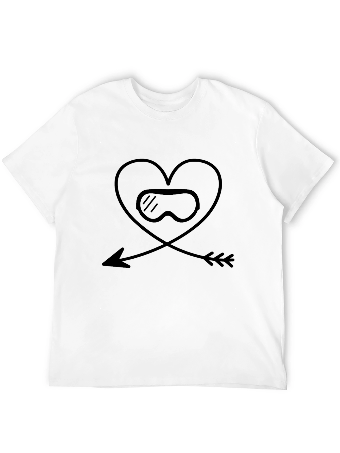 Ski Goggles Heart Arrow Black T-Shirt