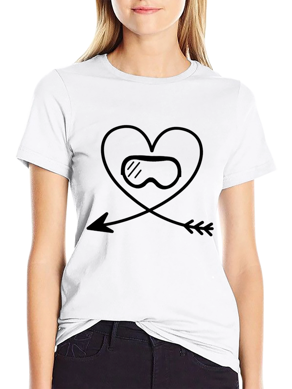 Ski Goggles Heart Arrow Black T-Shirt