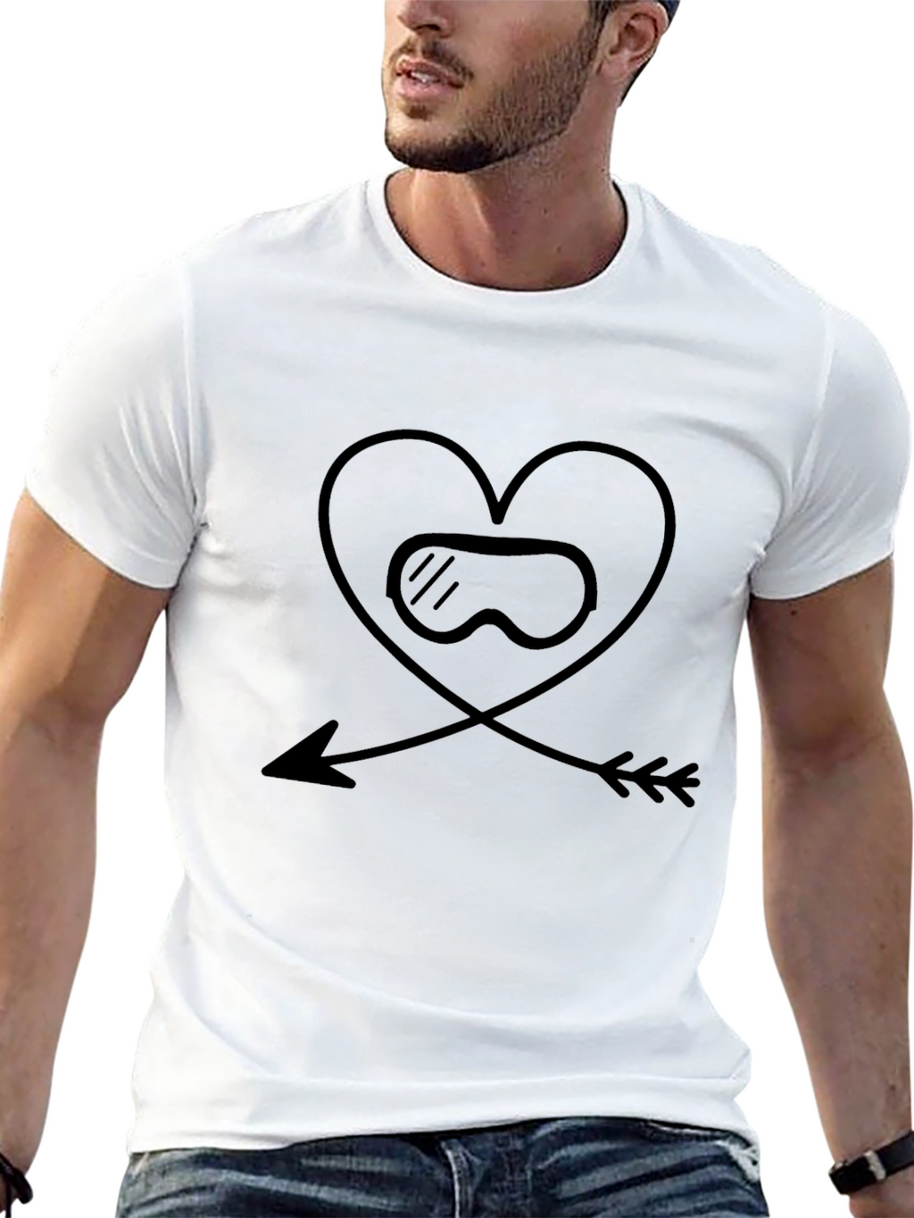 Ski Goggles Heart Arrow Black T-Shirt