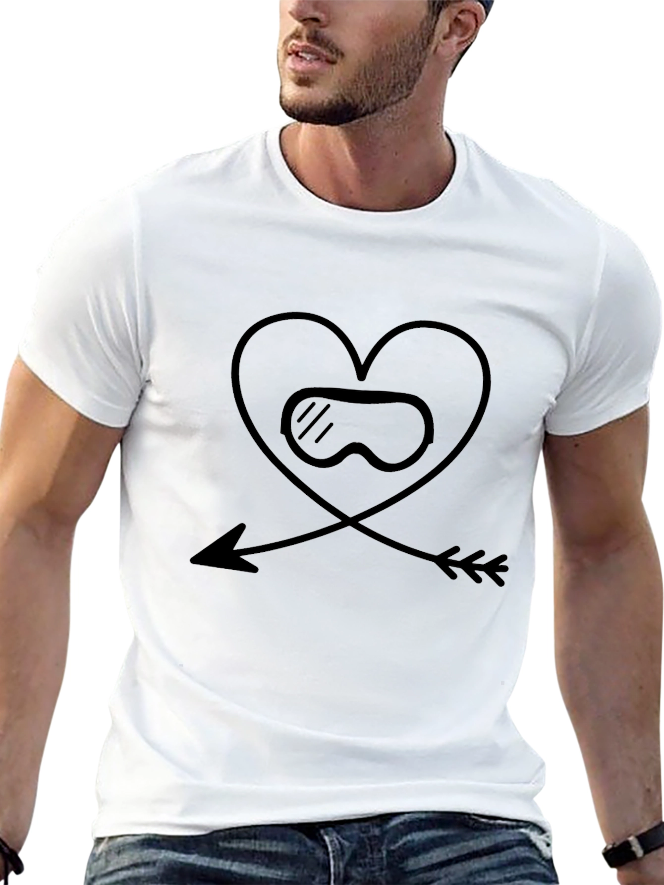 Ski Goggles Heart Arrow Black T-Shirt