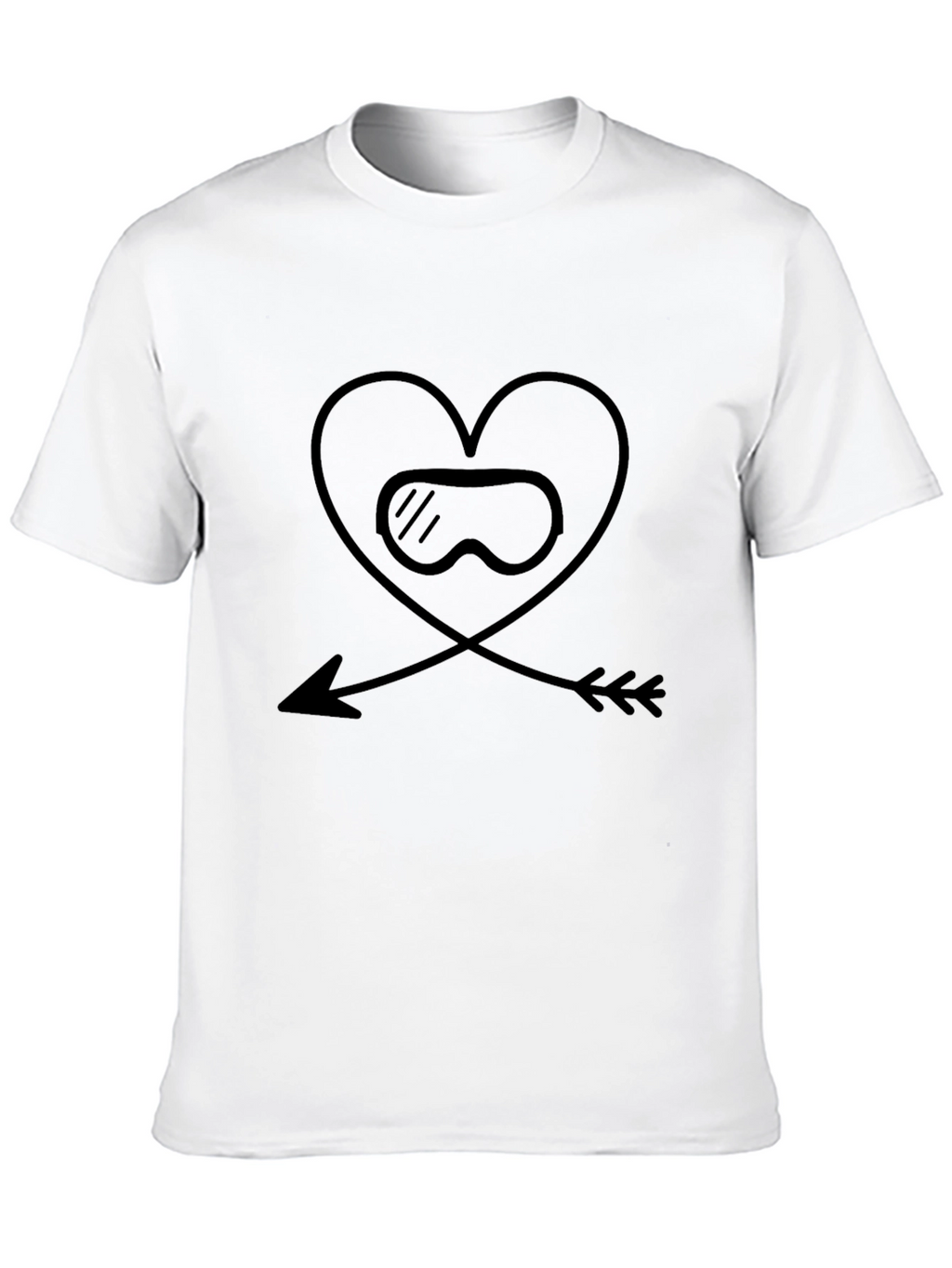 Ski Goggles Heart Arrow Black T-Shirt