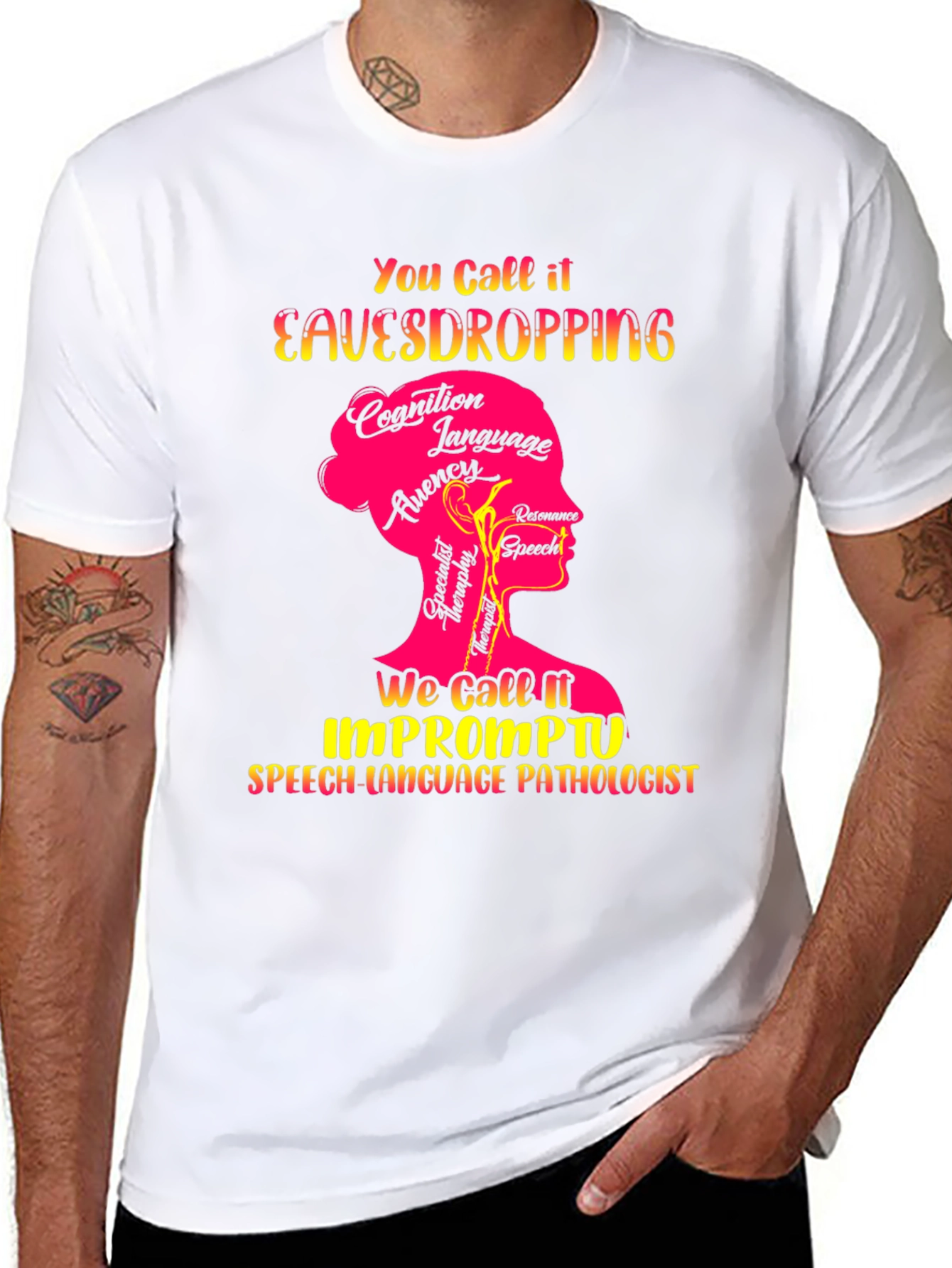 Speech Language Pathologist T-Shirt Eavesdropping Design