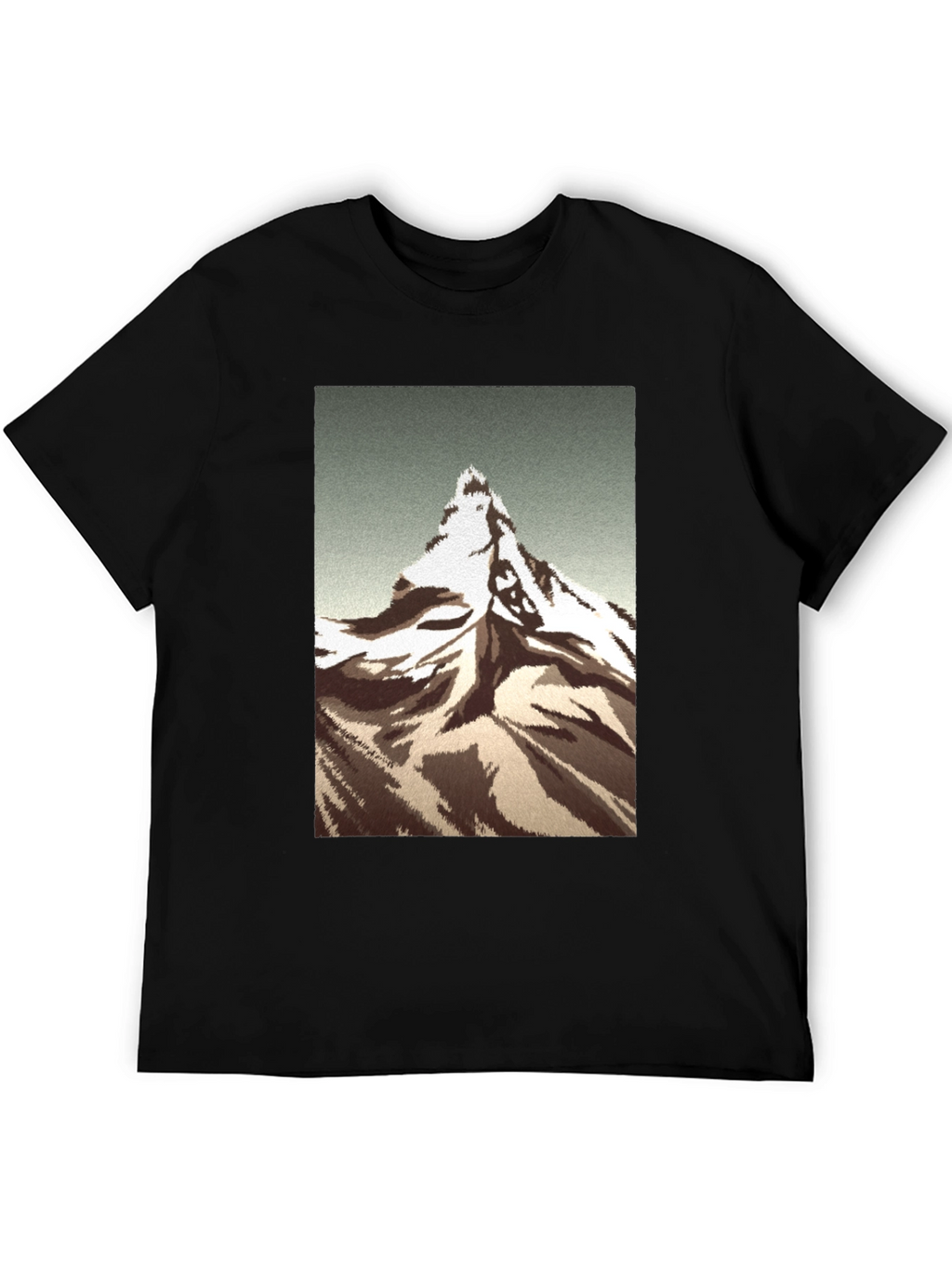 Mountain Peak Graphic Tee - Black Cotton T-Shirt