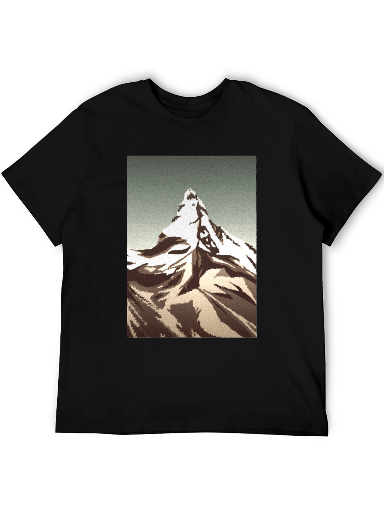 Mountain Peak Graphic Tee - Black Cotton T-Shirt