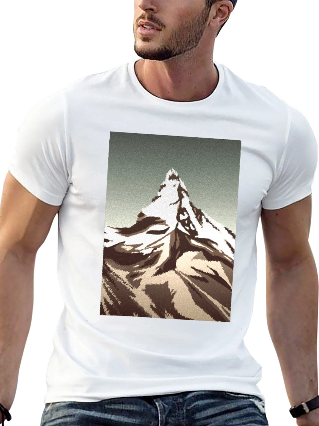 Mountain Peak Graphic Tee - Black Cotton T-Shirt