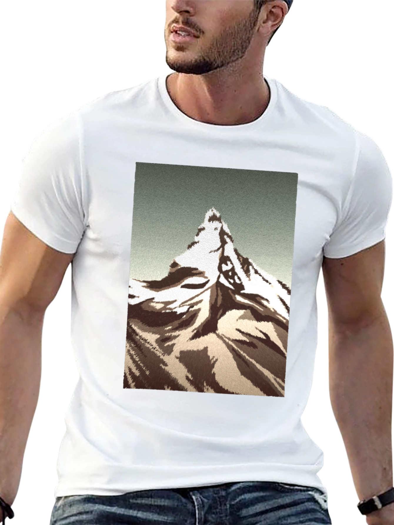 Mountain Peak Graphic Tee - Black Cotton T-Shirt