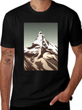 Mountain Peak Graphic Tee - Black Cotton T-Shirt