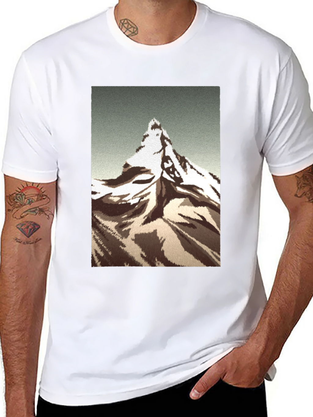 Mountain Peak Graphic Tee - Black Cotton T-Shirt
