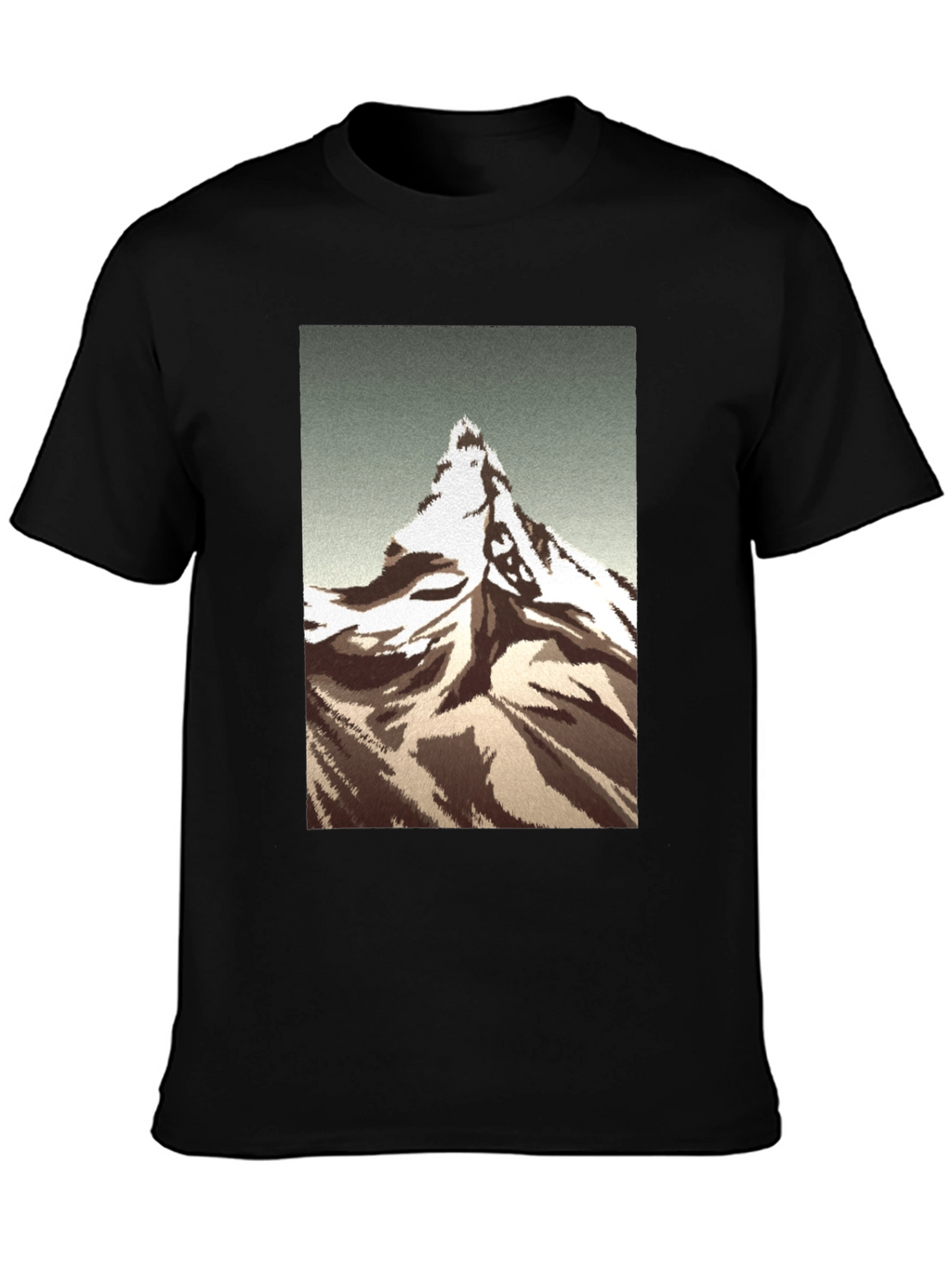Mountain Peak Graphic Tee - Black Cotton T-Shirt