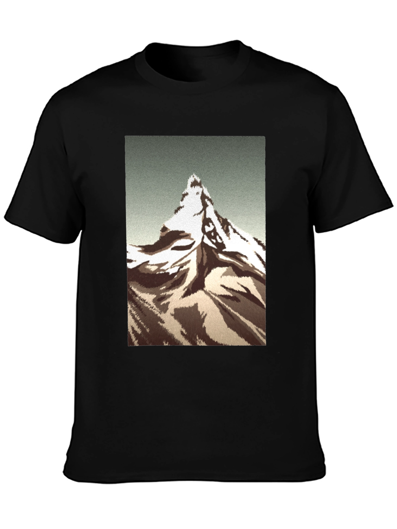 Mountain Peak Graphic Tee - Black Cotton T-Shirt