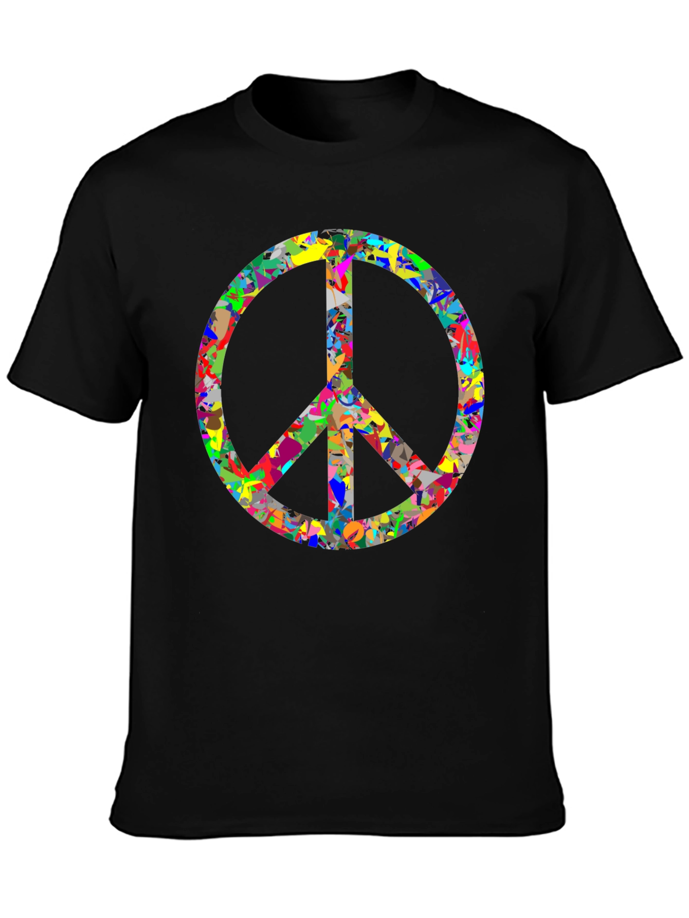 Colorful Peace Sign Graphic Tee - Black