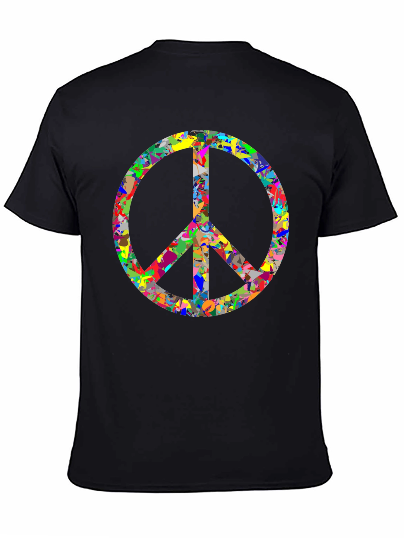 Colorful Peace Sign Graphic Tee - Black