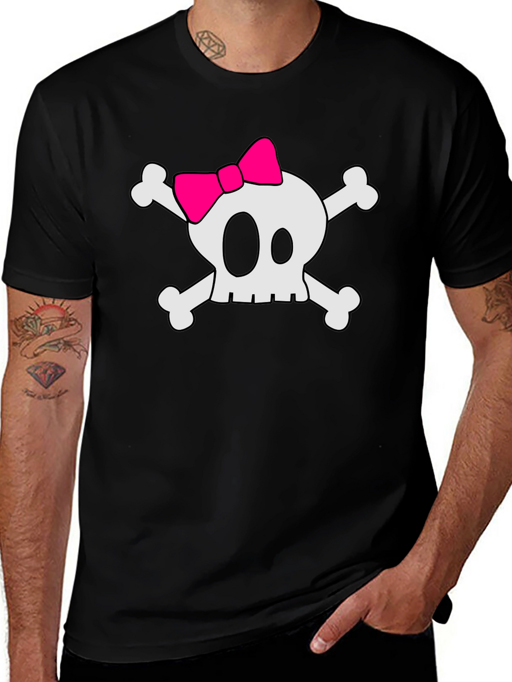 Skull & Crossbones T-Shirt with Pink Bow