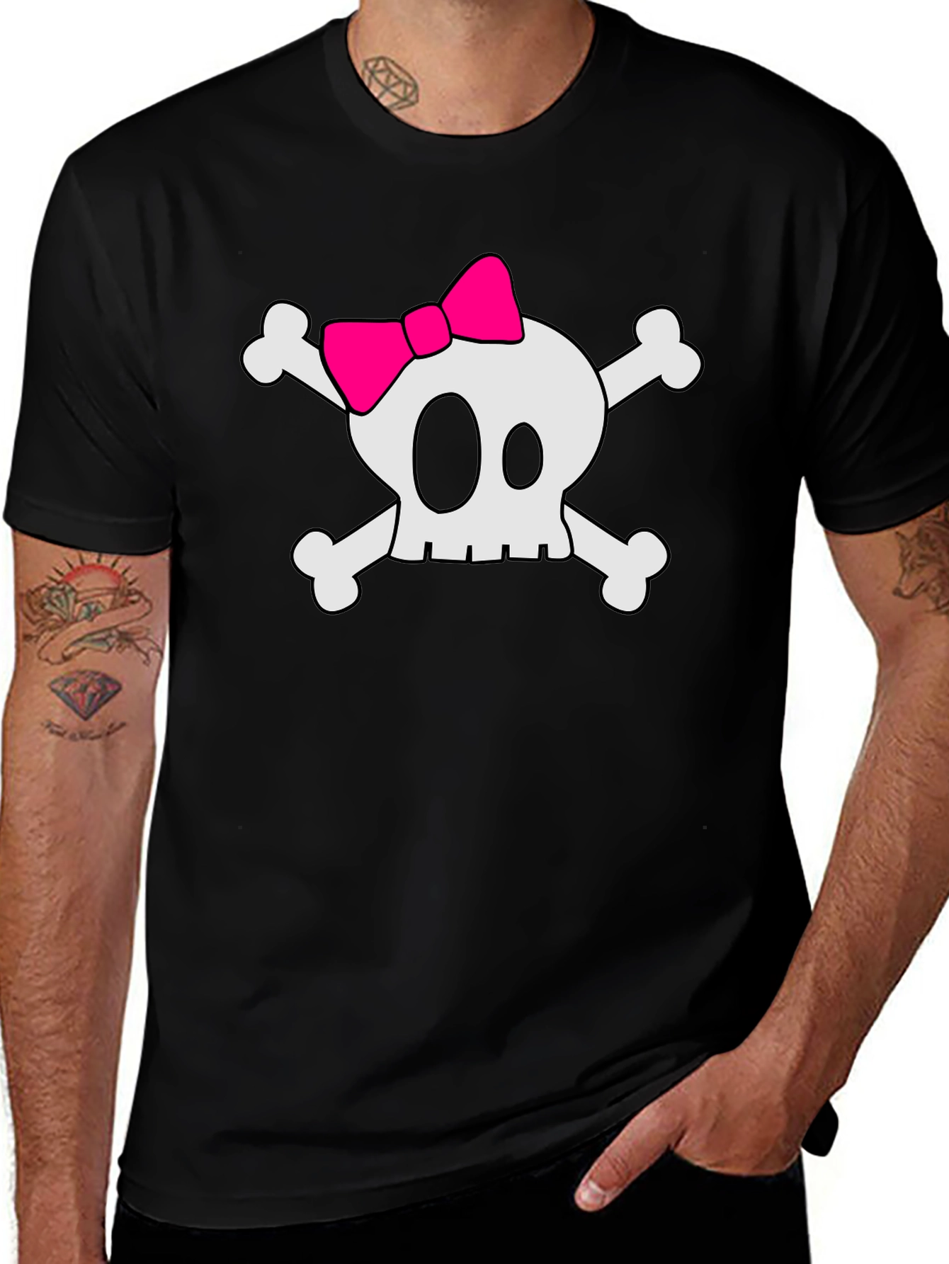 Skull & Crossbones T-Shirt with Pink Bow