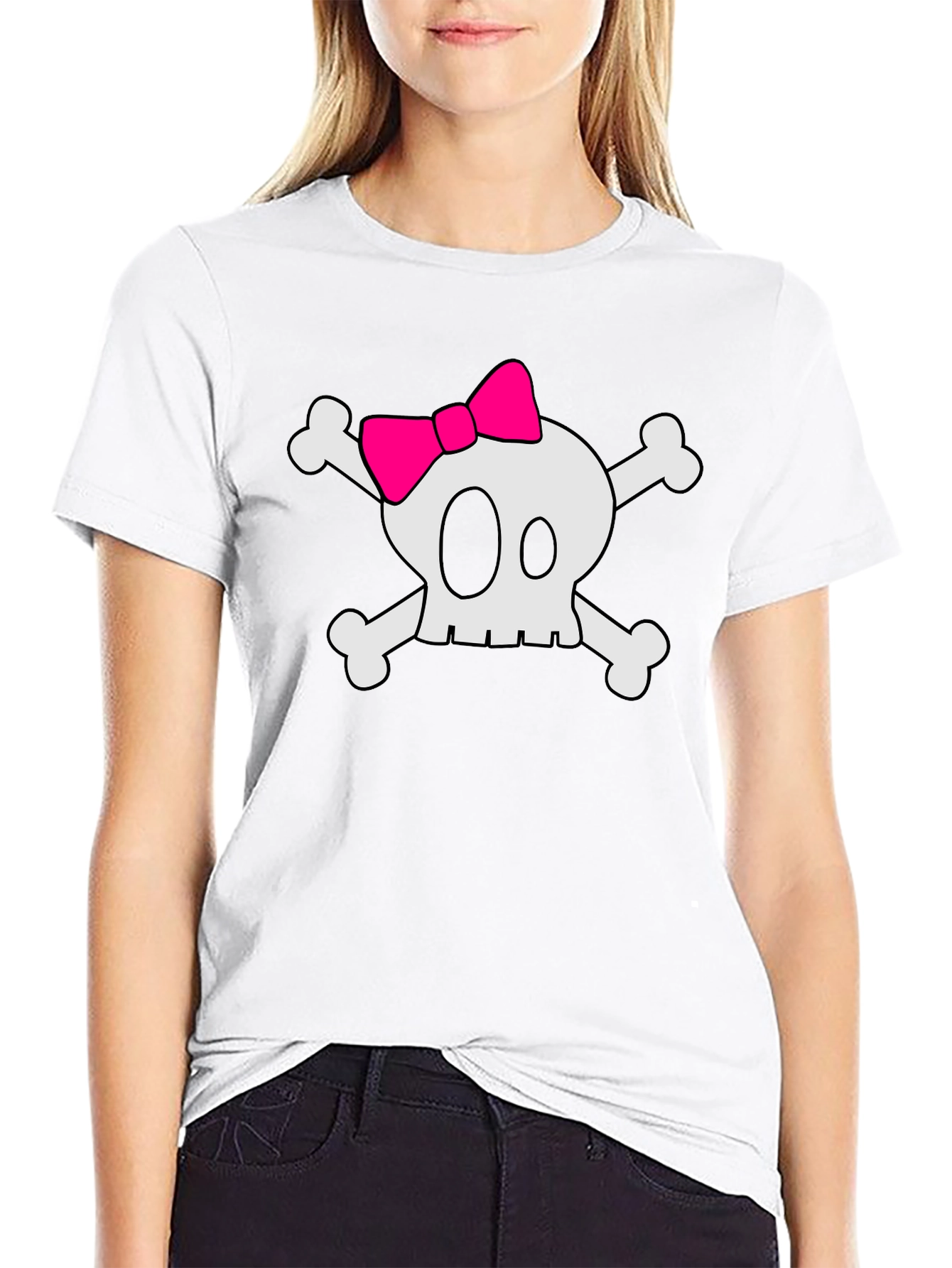 Skull & Crossbones T-Shirt with Pink Bow