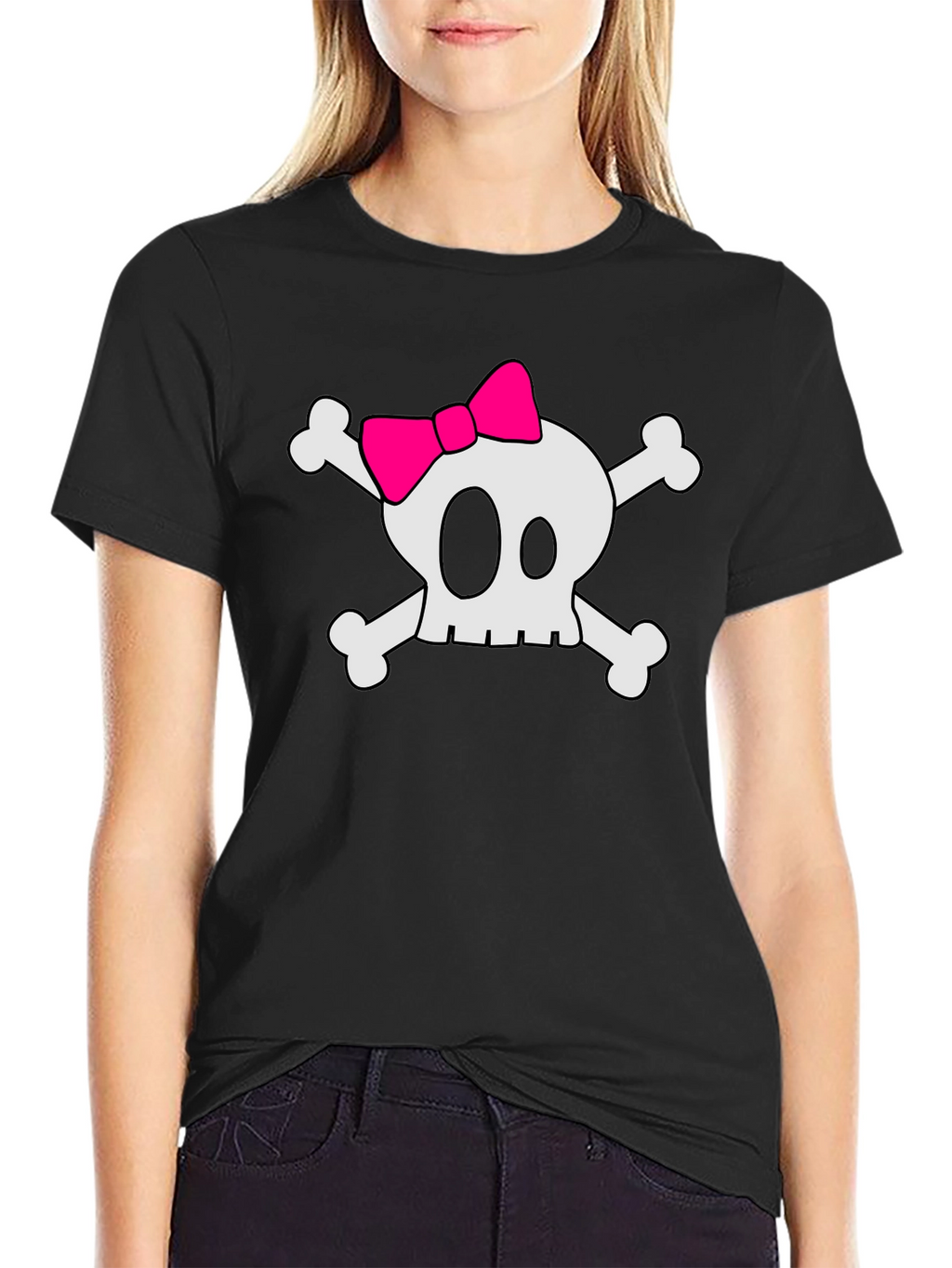 Skull & Crossbones T-Shirt with Pink Bow