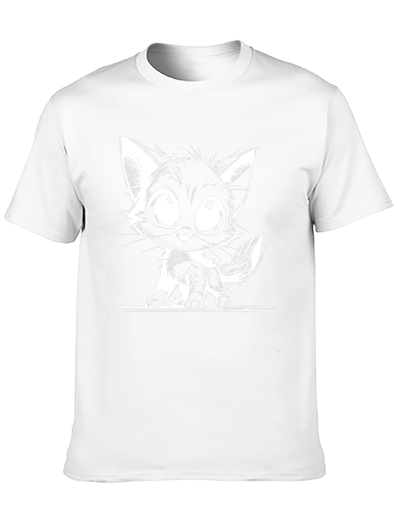Cartoon Cat Graphic T-Shirt - Black
