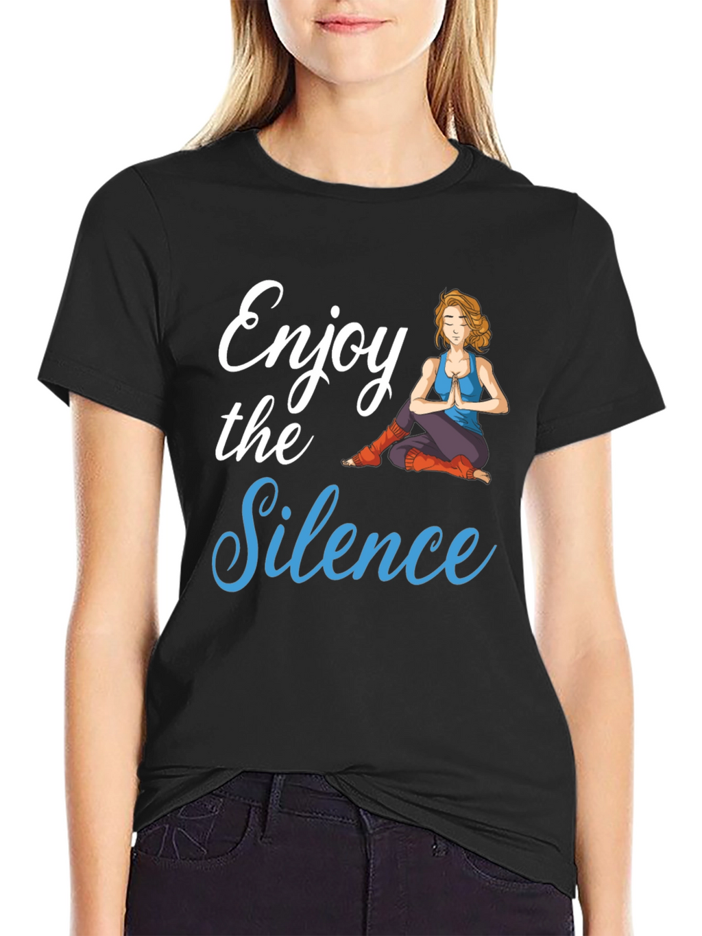 Enjoy the Silence Yoga Graphic Black T-Shirt