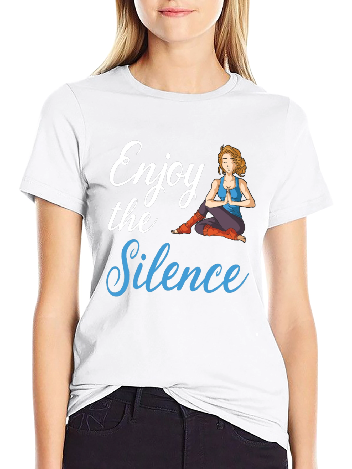 Enjoy the Silence Yoga Graphic Black T-Shirt