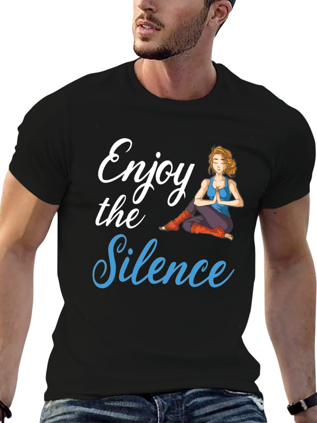 Enjoy the Silence Yoga Graphic Black T-Shirt