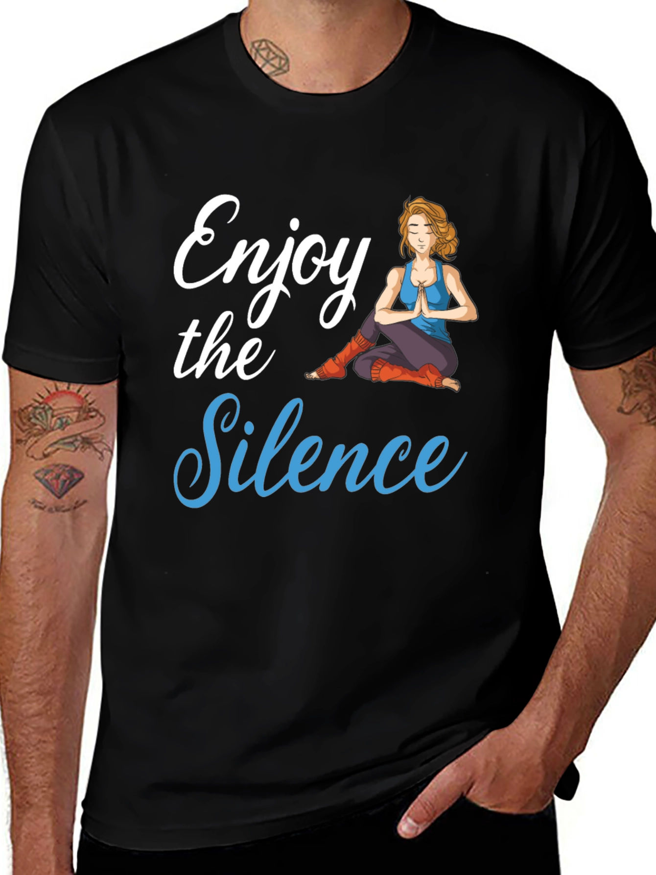 Enjoy the Silence Yoga Graphic Black T-Shirt
