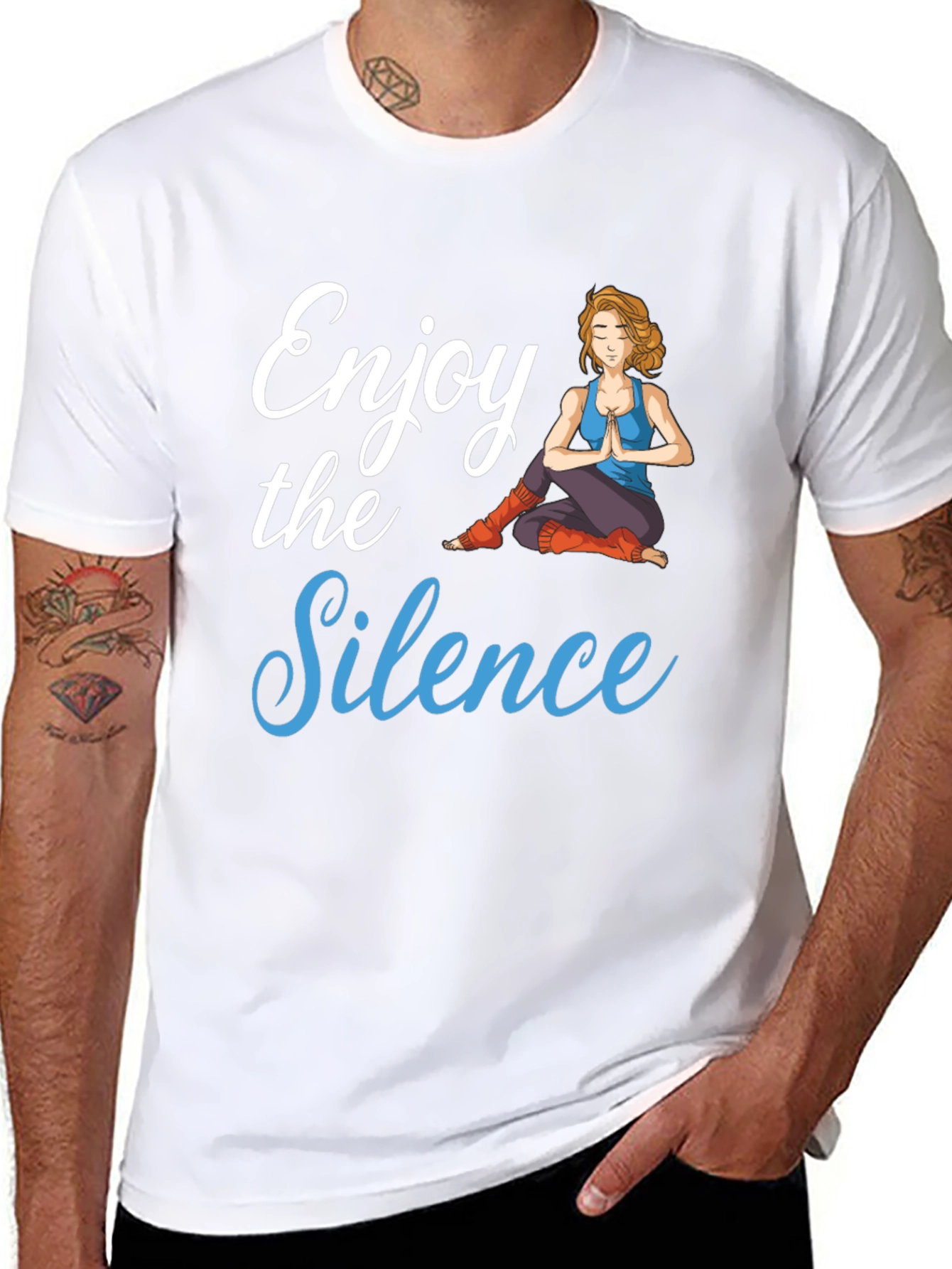 Enjoy the Silence Yoga Graphic Black T-Shirt
