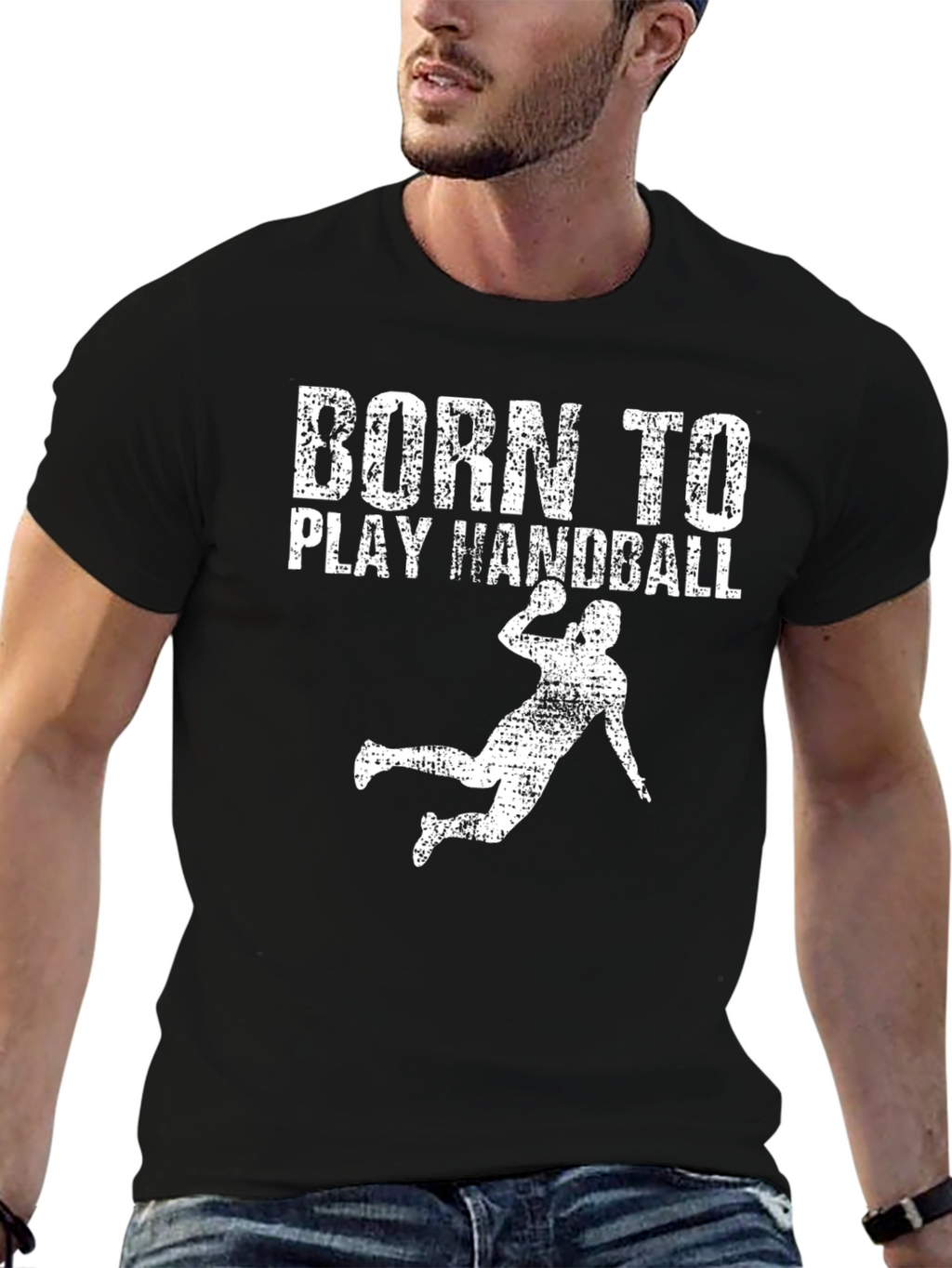 Born To Play Handball Black T-Shirt