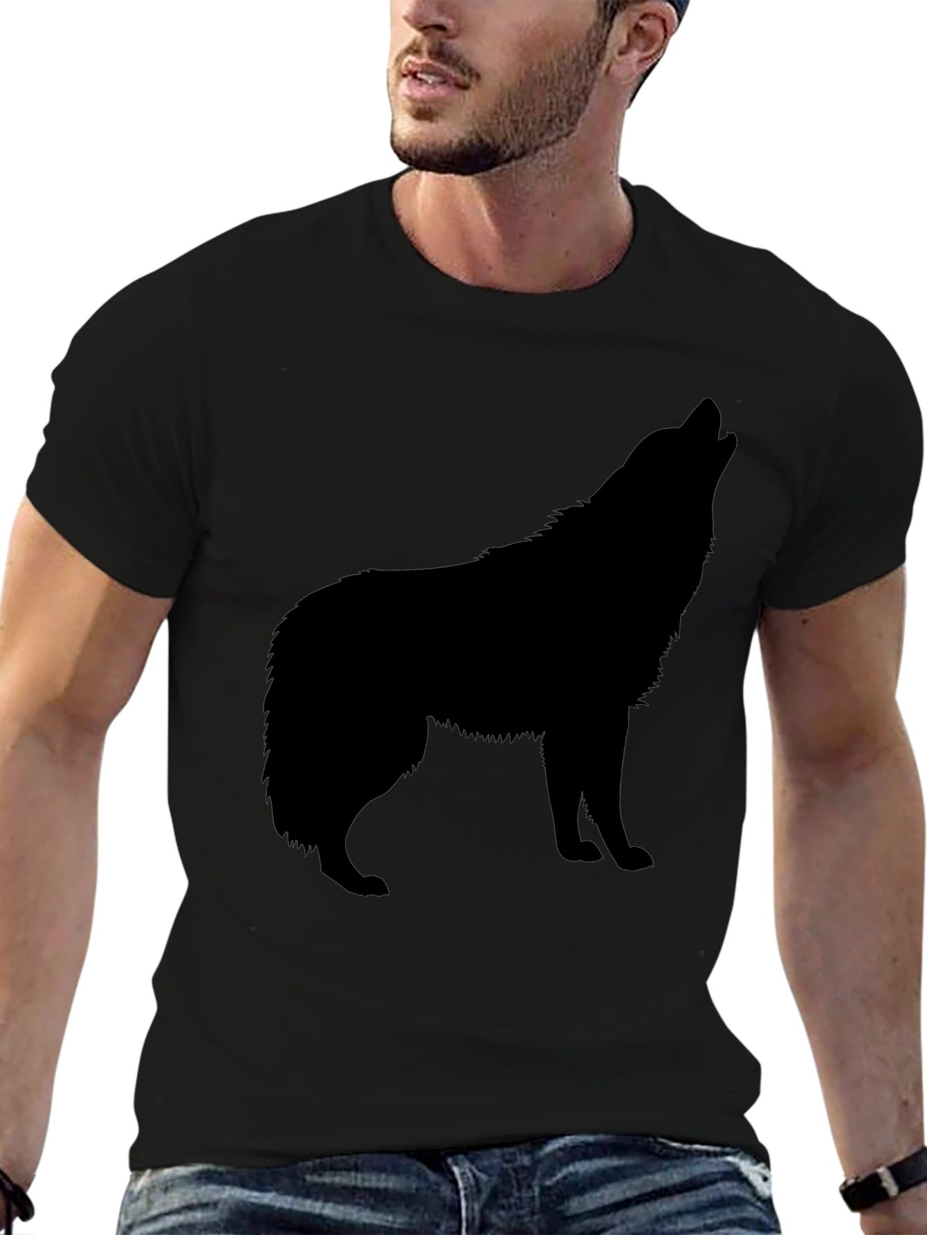 Black Wolf Silhouette T-Shirt - Mens Graphic Tee