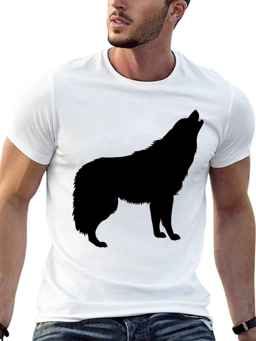Black Wolf Silhouette T-Shirt - Mens Graphic Tee