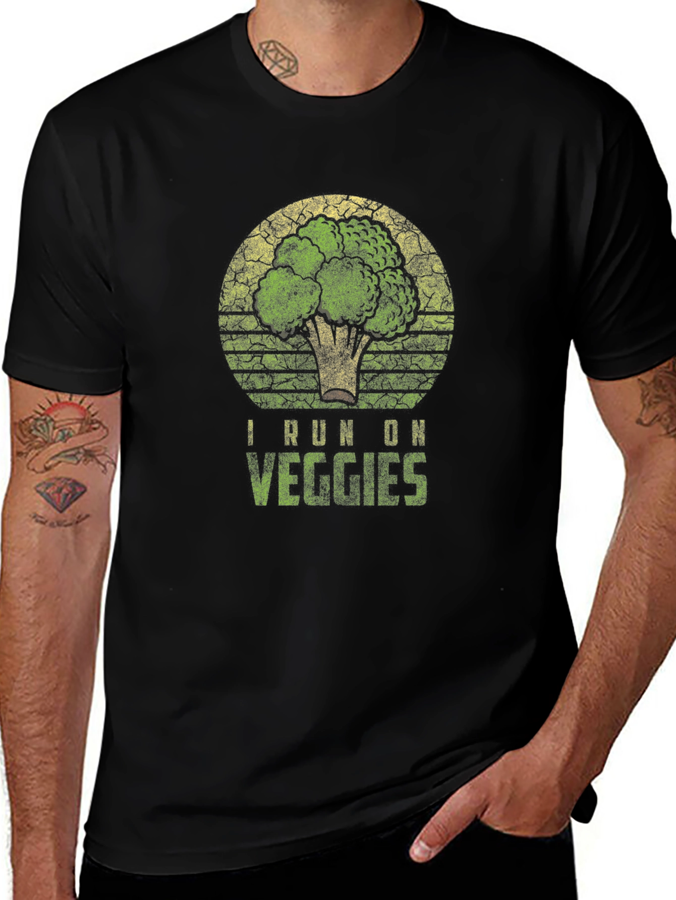 I Run on Veggies T-Shirt - Broccoli Graphic Tee